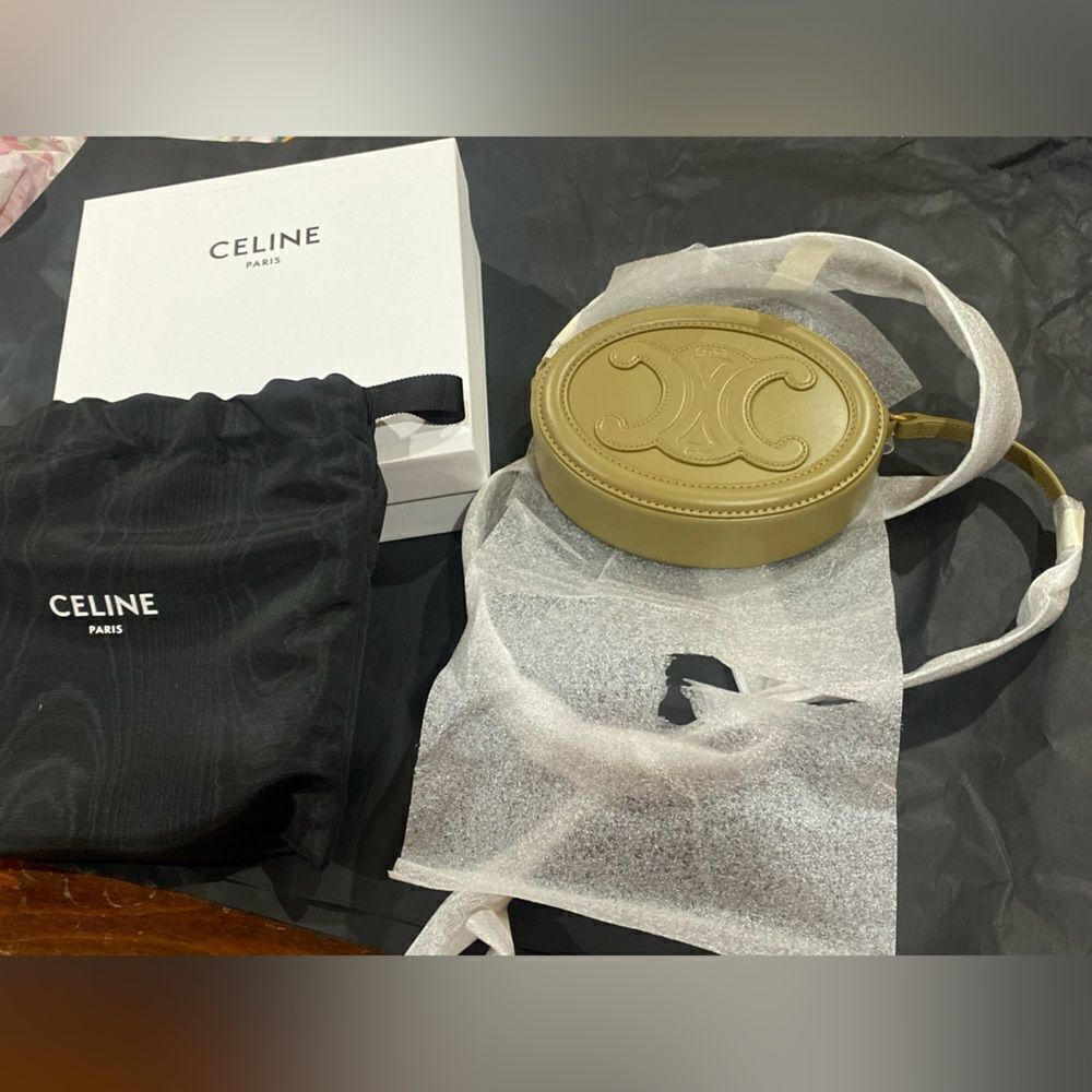 Celine Triomphe Oval Crossbody Bag Leather Mini Green - Picture 5 of 10